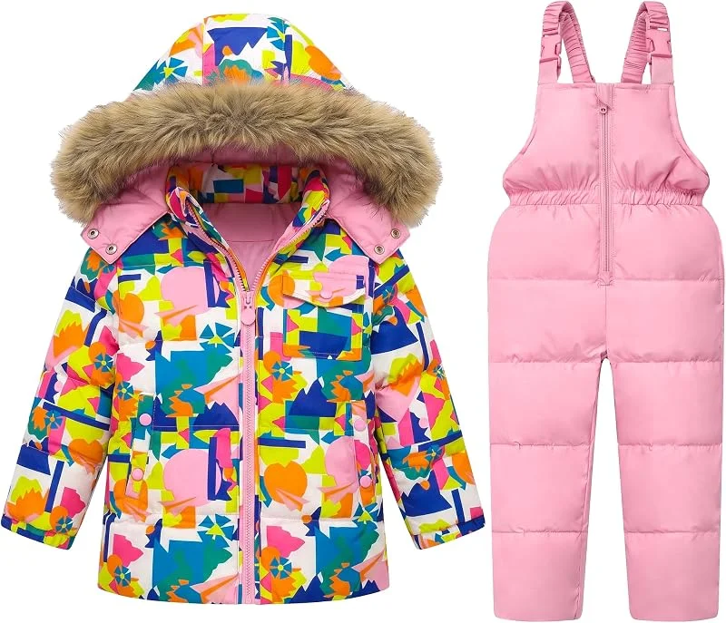JiAmy Combinaison De Ski Enfant 2 Pièces Doudoune 8-9 Ans — Vetements ski