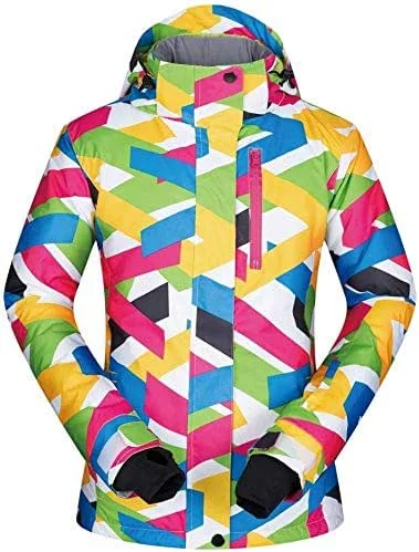 MU Veste de ski imperméable femmes Veste de ski dames Veste d'hiver neige Veste imperméable coupe-vent de ski Manteau de surf des neiges de montagne Veste de pluie d'hiver, Multicolore, Moyen — Vetements ski