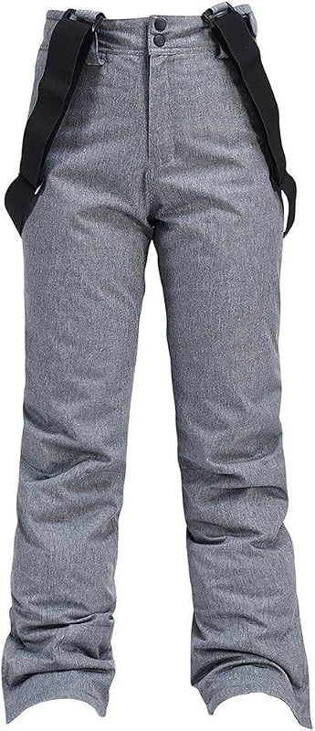 Pantalon De Ski Thermique Softshell Chaud Épais pour Femme, Salopette De Snowboard Imperméable Isolée avec Bretelles — Vetements ski