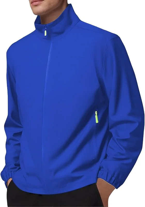 Veste de pluie respirante pour homme - Coupe-vent légère - Sans capuche - Fine - Fermeture éclair - Veste fonctionnelle - Veste softshell pour le camping, la pêche, la randonnée, le ski - Veste — Vetements ski