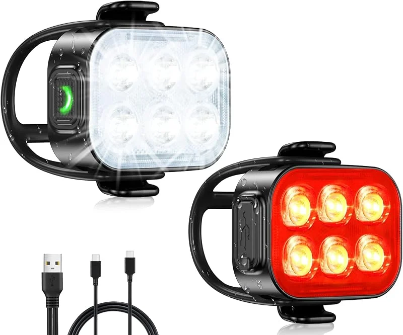 Glangeh Lumiere Velo Avant et Arriere, 4 + 6 Modes Lampe Velo Ultra Slim — Vetements ski