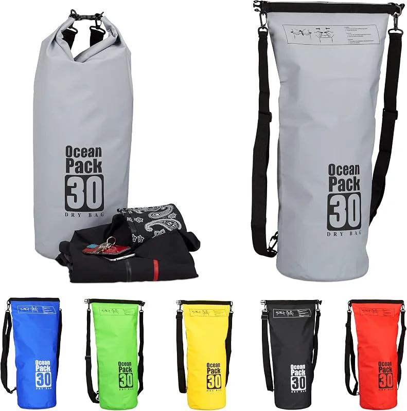 Relaxdays Sac étanche Ocean Pack 30 litres léger compact extérieur kayak ski sport voile snowboard — Equipement ski