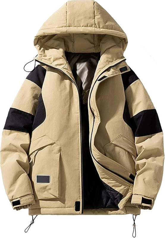 Veste de ski d'hiver chaude pour homme - Coupe-vent à capuche - Veste de snowboard avec poches — Vetements ski