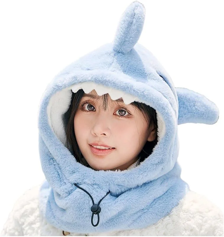 Couverture De Casque De Ski Dessin Animé Requin Hiver Chaud Confortable Doux Polaire Ski Tête Plus Chaude Mignon Casque De Ski Capuche Cou Plus Chaudpoints De Vente du Produit — Vetements ski
