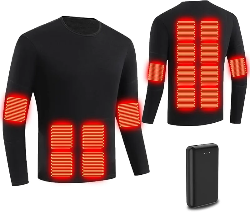 sous vêtements Chauffant Hommes Femme, sous Pull Chauffant USB à Manches Longues, avec Batterie, 16 Zones, Haut de sous-vêtements Thermiques De Ski À Piles — Vetements ski