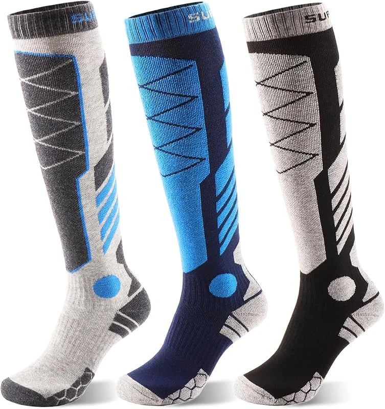 Supertrip Lot de 3 paires de chaussettes de ski thermiques en laine mérinos pour homme et femme - Chaussettes hautes d'hiver chaudes pour le ski, le snowboard — Vetements ski