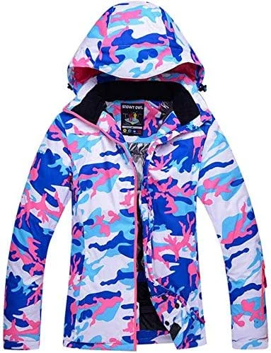 MU Veste de ski imperméable pour femmes Veste de ski imperméable à l'eau chaude manteau d'hiver Snow Mountain coupe-vent à capuche pour Raincoat Randonnée Snowboard hiver, Multicolore, *-Grand — Vetements ski