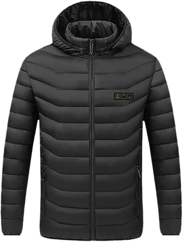 Veste Chauffante Homme USB Gilet Chauffant Amélioré Pour Hommes Et Dames Manteau À Capuche Blouson De Travail 3 Niveaux Température Ski En Plein Air Randonnée — Vetements ski