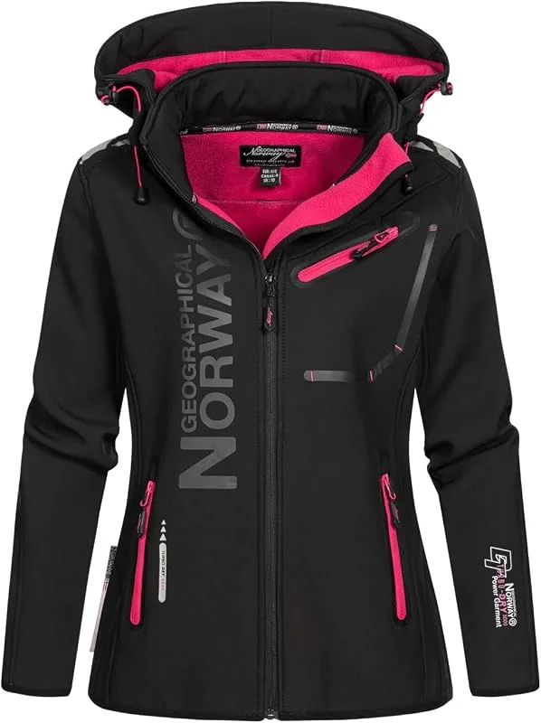 Geographical Norway Reine Lady - Veste Manteau Softshell Femme Capuche Impermeable - Blouson Coupe Vent Resistant - Doudoune Polaire Randonnee Ski Automne Hiver Printemps — Vetements ski
