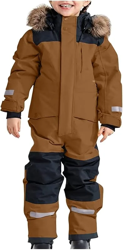 Générique Combinaison de ski pour garçons vêtement thermique neige hiver chaude coupe-vent capuche amovible boue softshell extérieur — Vetements ski