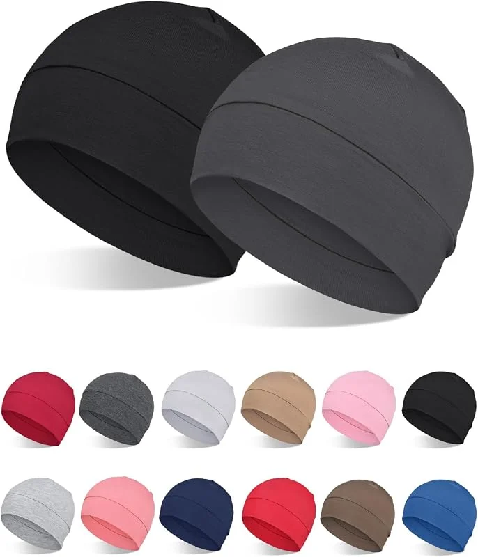 FocusCare Lot de 2, 4 Bonnets 100% Viscose pour Homme et Femme, Doublure de Casque, Bonnet de Couchage léger pour chimiothérapie Perte de Cheveux — Equipement ski
