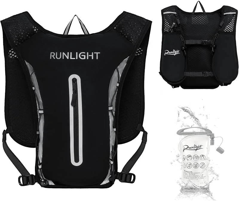 Gilet de course pour homme et femme, poche d'hydratation avec poche d'hydratation, souple, 1500 ml, sac à dos d'hydratation, réfléchissant, léger, pour le trail, la randonnée, le marathon, la course à — Equipement ski