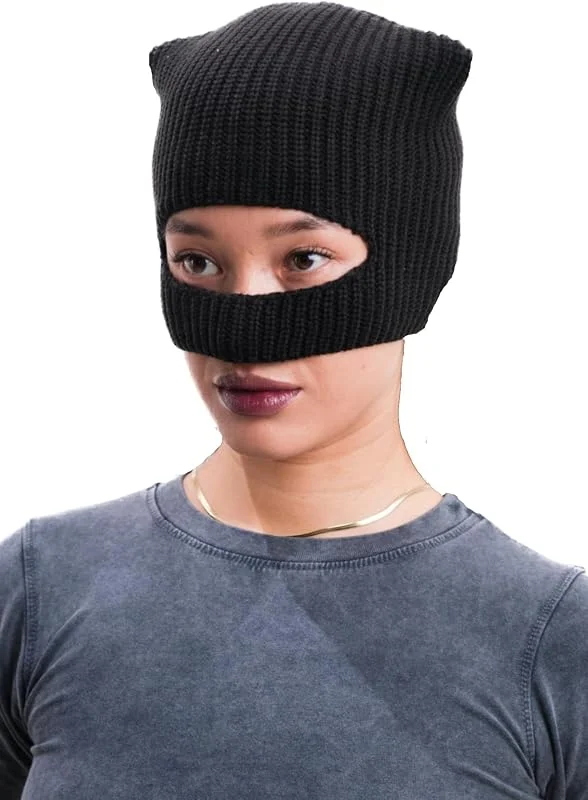 Selina Kyle Masque de Ski pour Femme Chat Cagoule Zoe Kravitz 2022 Costume Cosplay Noir — Equipement ski