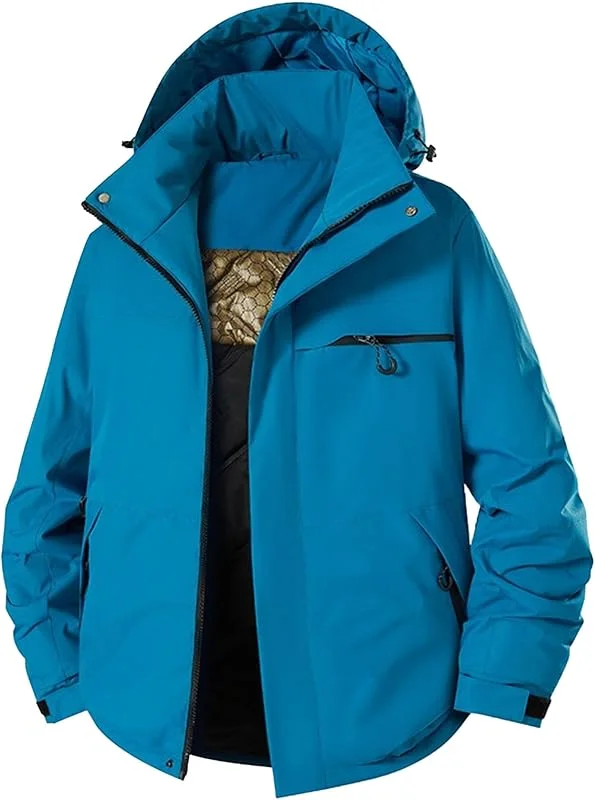 DGKaxiyaHM Veste de ski imperméable pour homme - Veste de neige coupe-vent à capuche - Veste softshell lourde isolée — Vetements ski