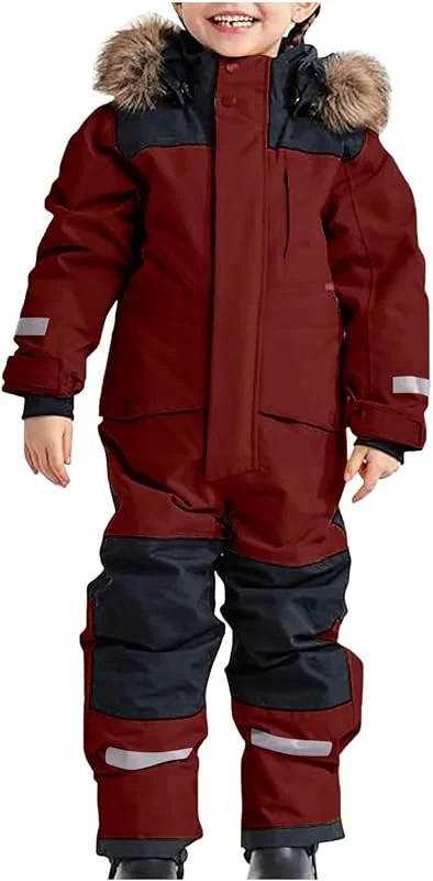 Générique Combinaison de ski pour et garçons vêtement thermique de neige chaude d'hiver combinaison coupe-vent extérieure avec capuche amovible tenue de boue softshell — Vetements ski