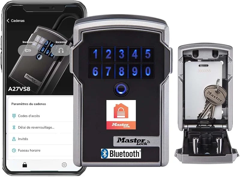 Master Lock Boite a Clef Connectée Bluetooth, Fixation Murale, Extérieur, Fonctionne avec Votre Smartphone, 12.7 x 8.3 x 5.9 cm, Noir, Zinc — Equipement ski