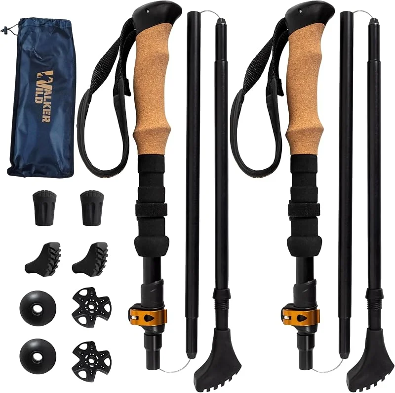 Bâtons de Marche Pliables Randonnée Aluminium 7075 Lot de 2, Bâton Trail — Equipement ski