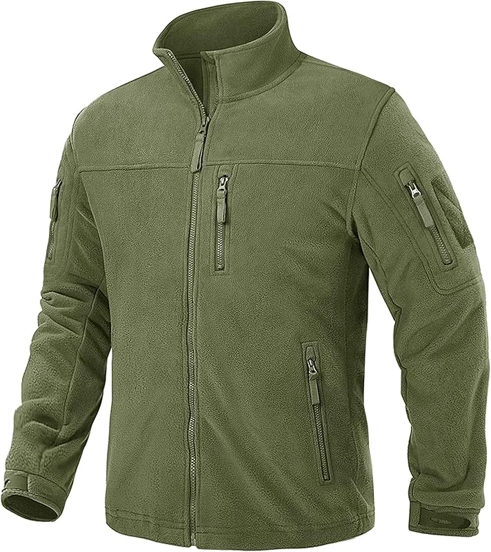 TACVASEN Veste Polaire Homme Chaude Veste Militaire Homme Polaire Travail Zippée Randonnée Sans Capuche Jackets For Men Coupe Vent Winter Jacket Men — Vetements ski
