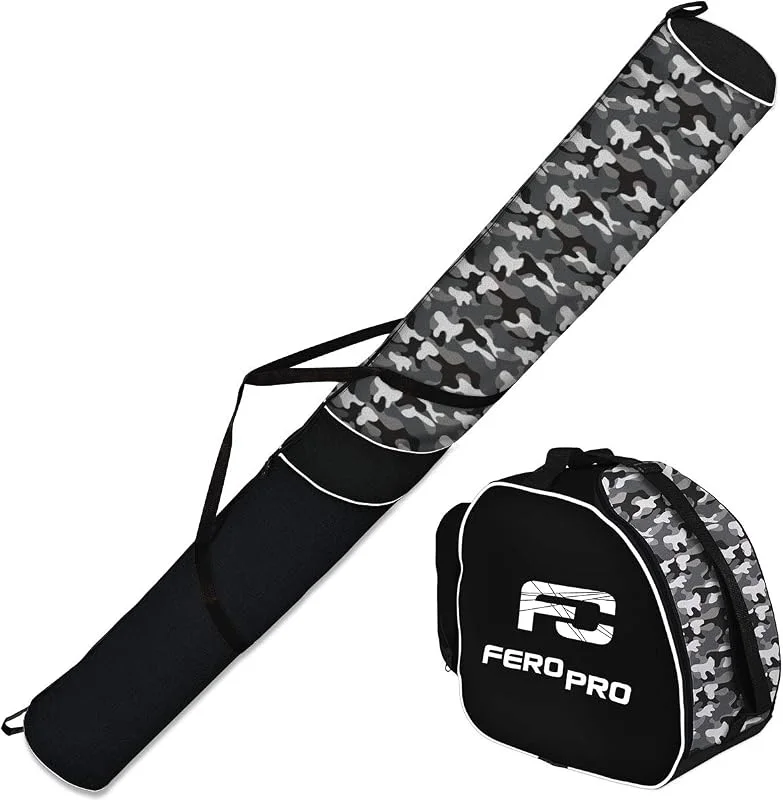 Ferocity Premium Housse à Skis Sac & Sac à Chaussures de Ski Set de Ski Sac pour Bottes 1 Paire Ski 170 cm Casque [053] — Equipement ski