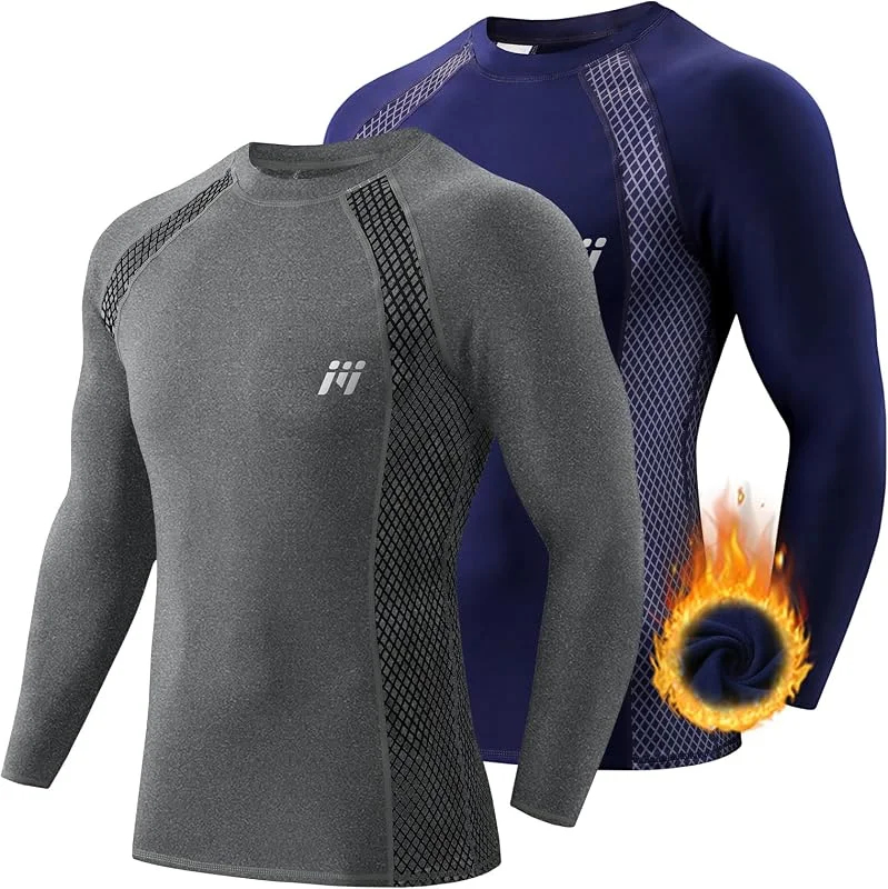 MEETWEE Tee Shirt Compression Thermique Homme Manches Longues Ski Running Sport Hiver — Vetements ski