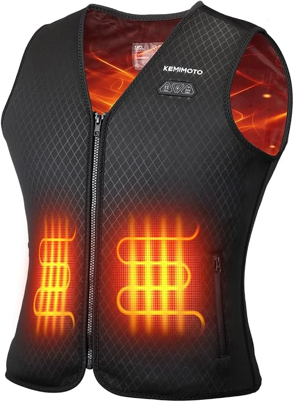 KEMIMOTO Gilet Chauffant Femme, Batterie 10000 mAh, Veste Chauffante Femme Gilet Électrique, 6 Zones de Chauffage et 3 Réglages de Chaleur, Tissu de Plongée pour Ski Pêche Moto et Camping — Vetements ski