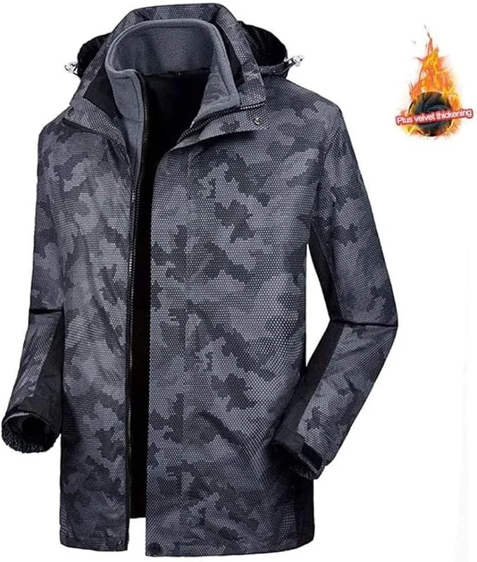 MU Veste D'Hiver Pour Hommes Vestes de Ski Imperméables Chaudes Veste En Fonte de Snowboard Veste Thermique de La Montagne de Montagne Avec Capuche Détachable, Black, Xxl — Vetements ski