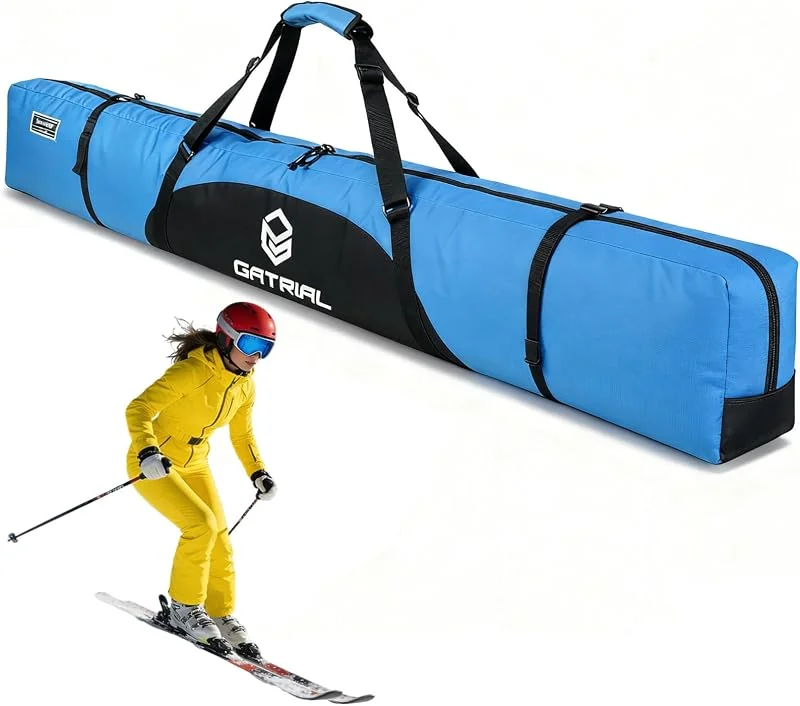 Sac de ski rembourré pour voyage en avion, sac de ski entièrement simple avec bandoulière réglable, sac de ski imperméable et durable 170 cm 185 cm — Equipement ski