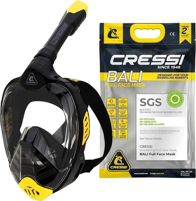 CRESSI Bali Full Face Mask-Masque Intégral de Plongée en Apnée pour Adulte, Large Vue Dégagée, Système Anti Buée, Respiration Facile Sécurité Avant Tout — Equipement ski