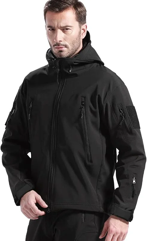 FREE SOLDIER Homme Veste Polaire Veste Militaire Tactique Veste de Ski Imperméable d'hiver Manteau Coupe-Vent extérieur Softshell avec Capuche — Vetements ski