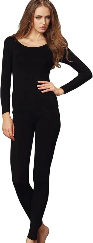 Liang Rou Ensemble Haut et Bas Ultra-Fin à col Rond pour Femme — Vetements ski