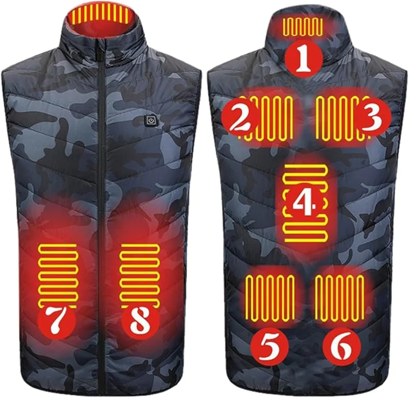 Veste Homme Chauffante Gilet Chauffant Non Batterie Incluse Manteau Électrique USB Doudoune Femme Hiver Chaude Unisex 3 Niveaux De Température Zones Pour Ski Chasse — Vetements ski