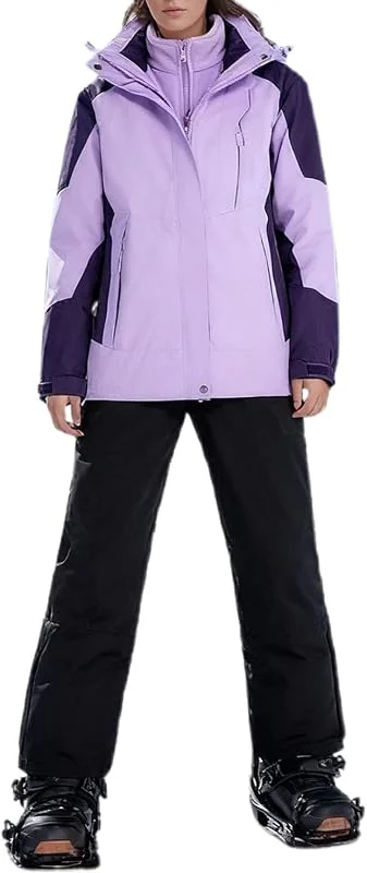 Ensemble de ski doublé chaud, veste et pantalon comme tenue pratique 3 en 1 pour les débutants en snowboard — Vetements ski