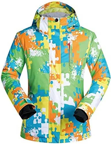 MU Veste de ski imperméable femmes SKI Veste d'hiver imperméables manteau coupe-vent de montagne avec capuche intérieur chaud Hivert, vert, *** L — Vetements ski