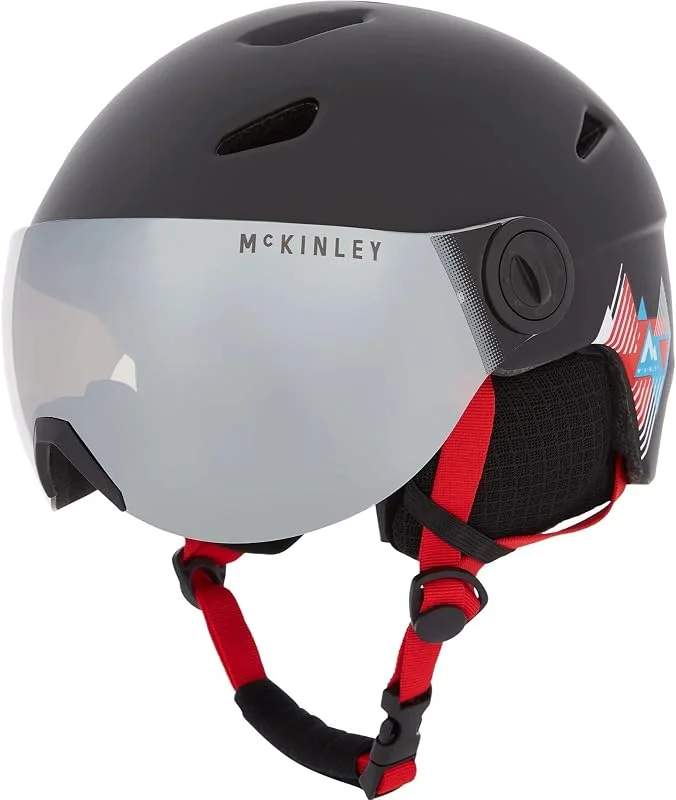 McKINLEY Pulse S2 Visor HS Casque de Ski Jeunesse Unisexe, Black, Red, S — Equipement ski