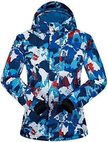 MU Veste de ski imperméable femmes ski coupe-vent chaud Vestes de snowboard Combinaisons de ski d'hiver Veste d'hiver Rose Bleu, **-Grand — Vetements ski