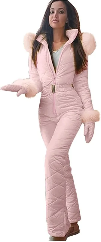 Nidddiv Combinaison de ski épaisse à fermeture éclair pour femme - Combinaison de ski - Pour sports d'extérieur et snowboard - Mode décontractée - Tenue de réveillon du Nouvel An pour femme — Vetements ski