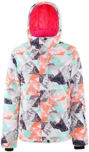 MU Veste de ski imperméable ultra léger pour femmes Veste légère manteau d'hiver pour voyager Festivals Camping Hiver Marcher, Multicolore, *-Grand — Vetements ski