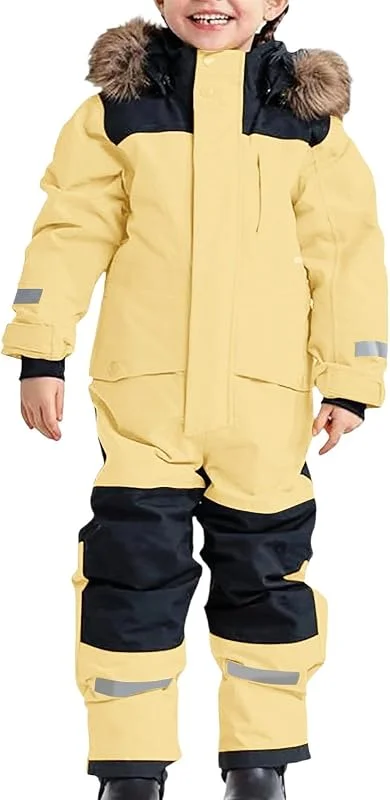 Combinaison de ski isolante et robuste pour enfants, tenue de ski coupe-vent et résistante aux intempéries, avec doublure thermique pour les aventures hivernales en plein air par temps extrêmement — Vetements ski