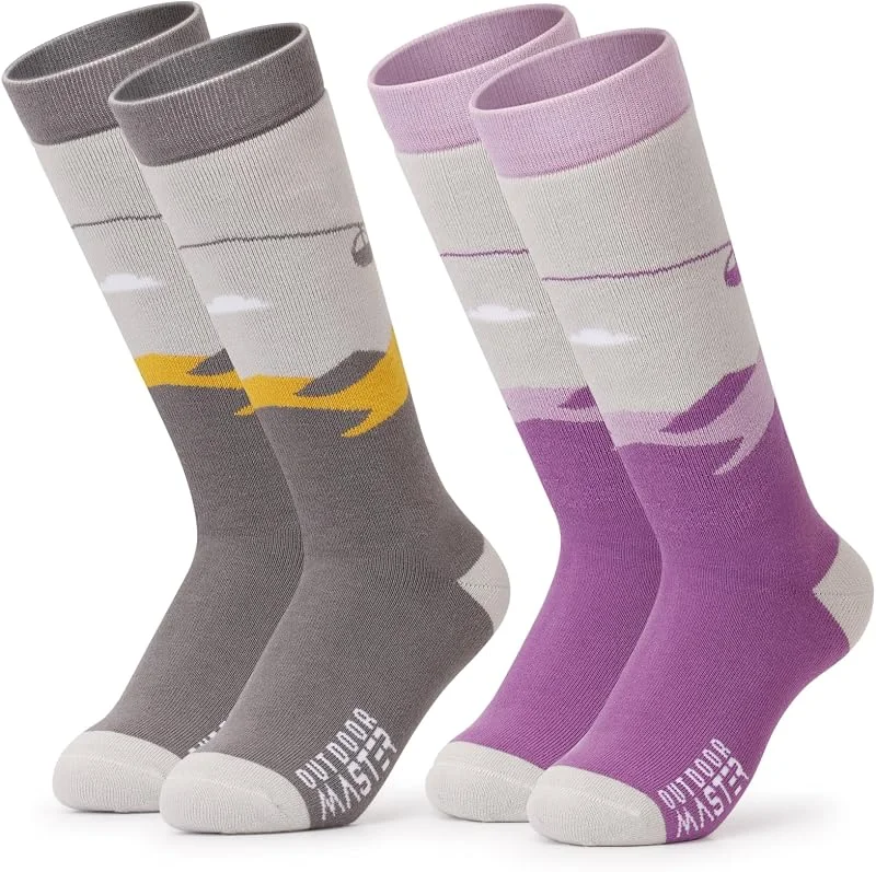 OutdoorMaster Chaussettes de Ski Enfants, Chaussettes Thermique Manchette Antidérapante Sur Le Mollet (OTC) Pour Homme et Femme — Vetements ski