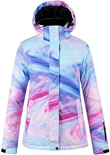 MU Femmes Veste imperméable ski Veste de ski Outdoor manteau imperméable coupe-vent de surf des neiges de montagne Veste de pluie coloré Imprimer lumineux pour femme hiver, Rose, *-Grand — Vetements ski