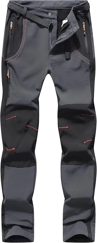 Pantalon Ski Randonnee Homme Imperméable Pantalon de Travail Hiver Pantalon Montagne Softshell Chaud Doublé Polaire Outdoor KZ21035M-DarkGrey-S — Vetements ski