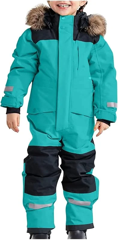 Générique Combinaison de ski garçon vêtement extérieur hiver chaud coupe-vent capuche amovible softshell neige boue thermique confort — Vetements ski