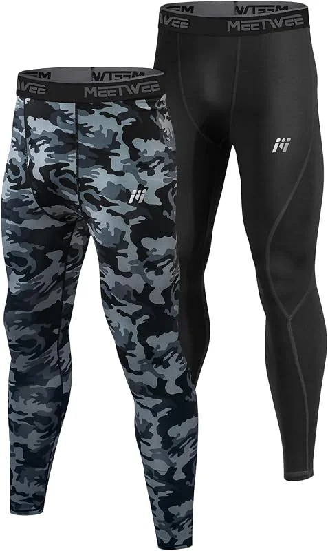 MEETWEE Pantalon Thermique Homme Base Layer Compression Chaud Legging Running Hiver Entraînement — Vetements ski