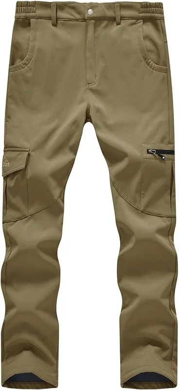 Rdruko Pantalon de randonnée thermique pour homme avec doublure en polaire - Chaud - Softshell - Pantalon de travail avec plusieurs poches — Vetements ski