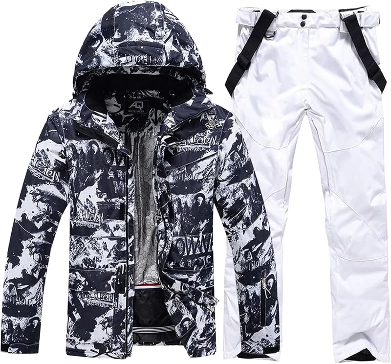 HOUZONIY Vestes de Ski et Pantalons de Ski Pour Hommes Vent Étanche Ensemble Ski Deux Pièces Ensemble De Pantalons De Vestes De Ski pour Les Sports d'hiver — Vetements ski