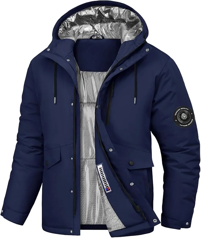 TOMEEK Manteau Homme Veste Ski Imperméable Coupe Vent Hiver Chaud Blousons Homme de Combinaisons de Ski Mesure la Température Possible Avec Capuche et Boussole — Vetements ski