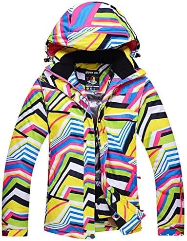 MU Veste de ski imperméable femmes coupe-vent est imperméable Veste de ski Manteau de surf des neiges de montagne Veste de pluie colorée Imprimé hiver, Multicolore, Moyen — Vetements ski