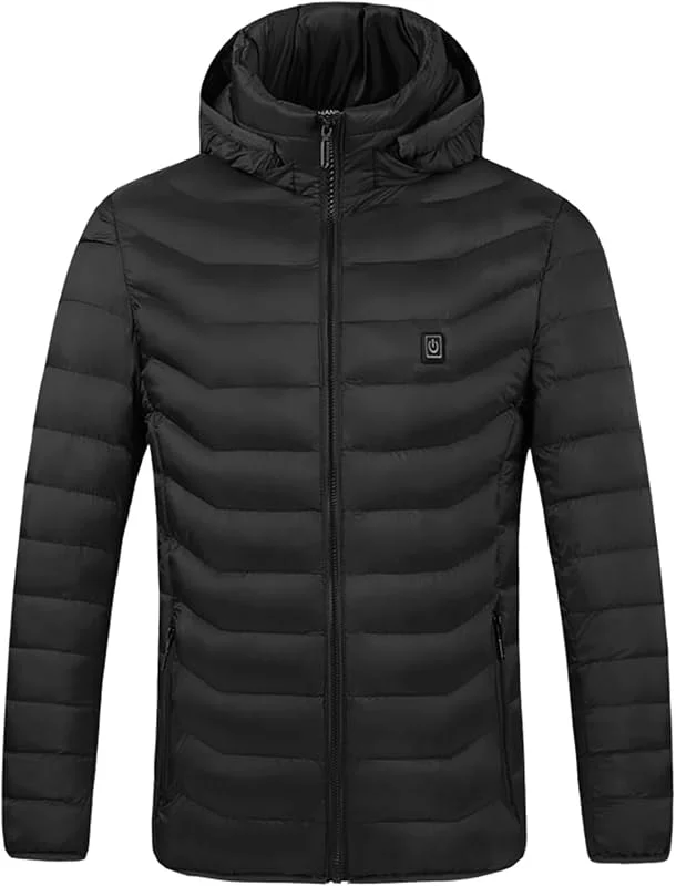 Vestes chauffantes électriques pour hommes, veste chauffante chaude pour l'hiver, vestes chauffantes d'extérieur pour le ski, le camping, gilet pour hommes, Noir, Zone 4 — Vetements ski